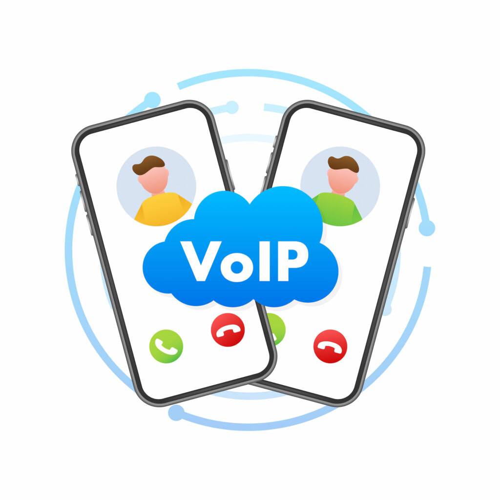 Illustration of VoIP Solutions for Mobile Devices; VoIP phone service concept